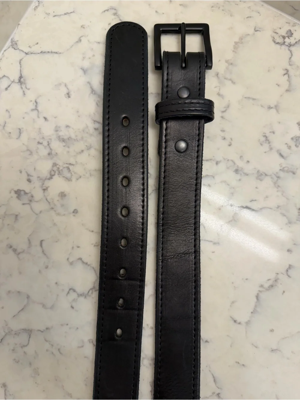 Hanks Belts USA Black Full Grain Leather Belt Matte Black Buckle Size 40